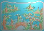 山水人物八仙群仙裙板精雕图浮雕