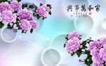 3d电视背景墙 牡丹