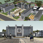 中式中学建筑草图大师SU模型
