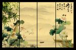 荷花条屏
