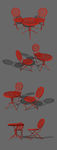 中式红色镂空桌椅SU模型设计