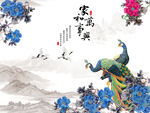 3D孔雀电视背景墙