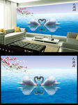 唯美天鹅湖电视背景墙