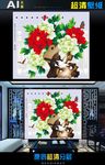 超清壁画富贵花开图（矢量图）