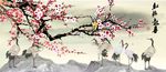 梅花仙鹤图