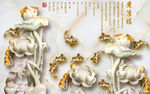 荷花背景墙 玉雕壁画