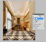 酒店大堂  客厅  瓷砖铺贴