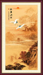 竖幅山水中国画 国画山水