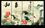 无框画荷花