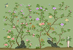 高清大型壁画设计花鸟图