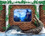 鳄鱼壁画 立体墙画 3D电视墙