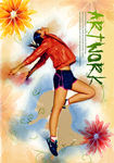 现代舞少女插画分层图