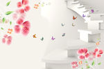 3D楼梯花纹3D电视背景墙