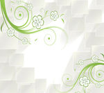 3D方片绿叶花藤背景墙