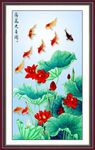 荷花九鱼图