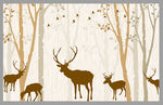 树林小鹿飞鸟壁画背景墙