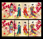 玉兰花四美图