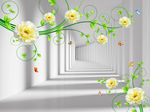 3D空间玫瑰花