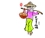 采蘑菇姑娘喷绘图