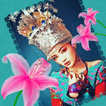 民族少女插画分层