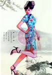 旗袍少女插画