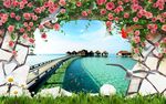 3d背景墙立体透视空间海景