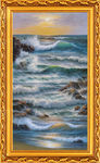山水油画 惊涛拍岸
