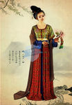 水彩古装少女插画分层