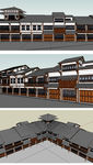 川西民居风格商业建筑草图大师S