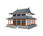 庙宇建筑草图大师SU模型