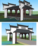 风雨桥建筑景观草图大师SU模型