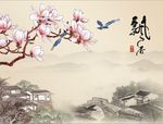 国画玉兰花