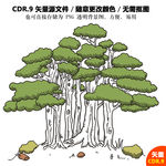 手绘参天大树矢量图