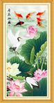 荷花仙鹤图
