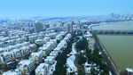 城市冬天雪景航拍高清实拍