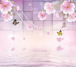 3D方块手绘花背景