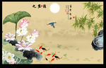 荷花九鱼图