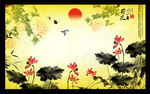 中国画荷花