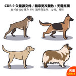 手绘宠物卡通猫狗矢量图