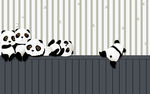 现代简约抽象卡通可爱熊猫背景墙
