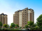 小区内景灌木白天建筑效果图