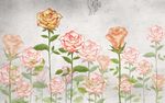 复古手绘玫瑰花装饰画