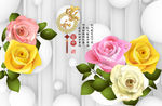 3d玫瑰花朵电视背景墙