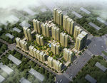住宅区白天鸟瞰建筑效果图