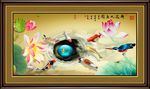 荷花 九鱼图