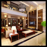 中式别墅客厅效果图