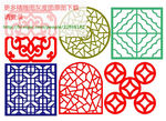花格屏风镂空通花窗格矢量线条图