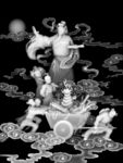 福星财神童子元宝招财进宝灰度图