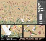 高清大型壁画手绘花鸟