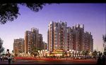 商业住宅一层商铺夜景建筑效果图